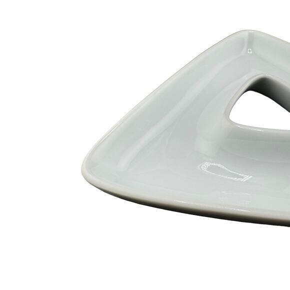 Crate & Barrel Nut Candy Dish White Geometric Triangle with Center Hole - Picture 2 of 3